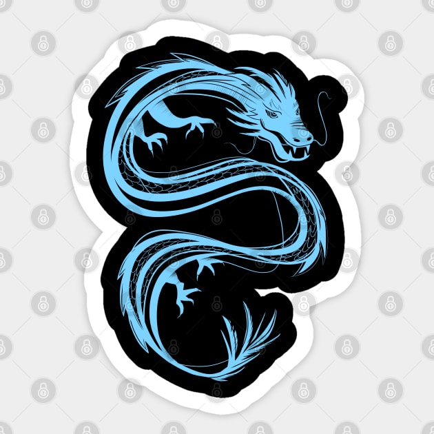 traditional chinese dragon in pastel baby blue Sticker by acatalepsys 